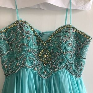 Dave & Johnny Chiffon Cascade Gown